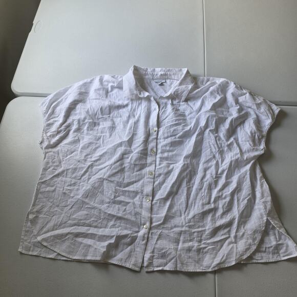 Pure Jill Tops - Pure Jill Button Up Shirt Womens 2X White 100% Cotton Dolman Short Sleeve Top